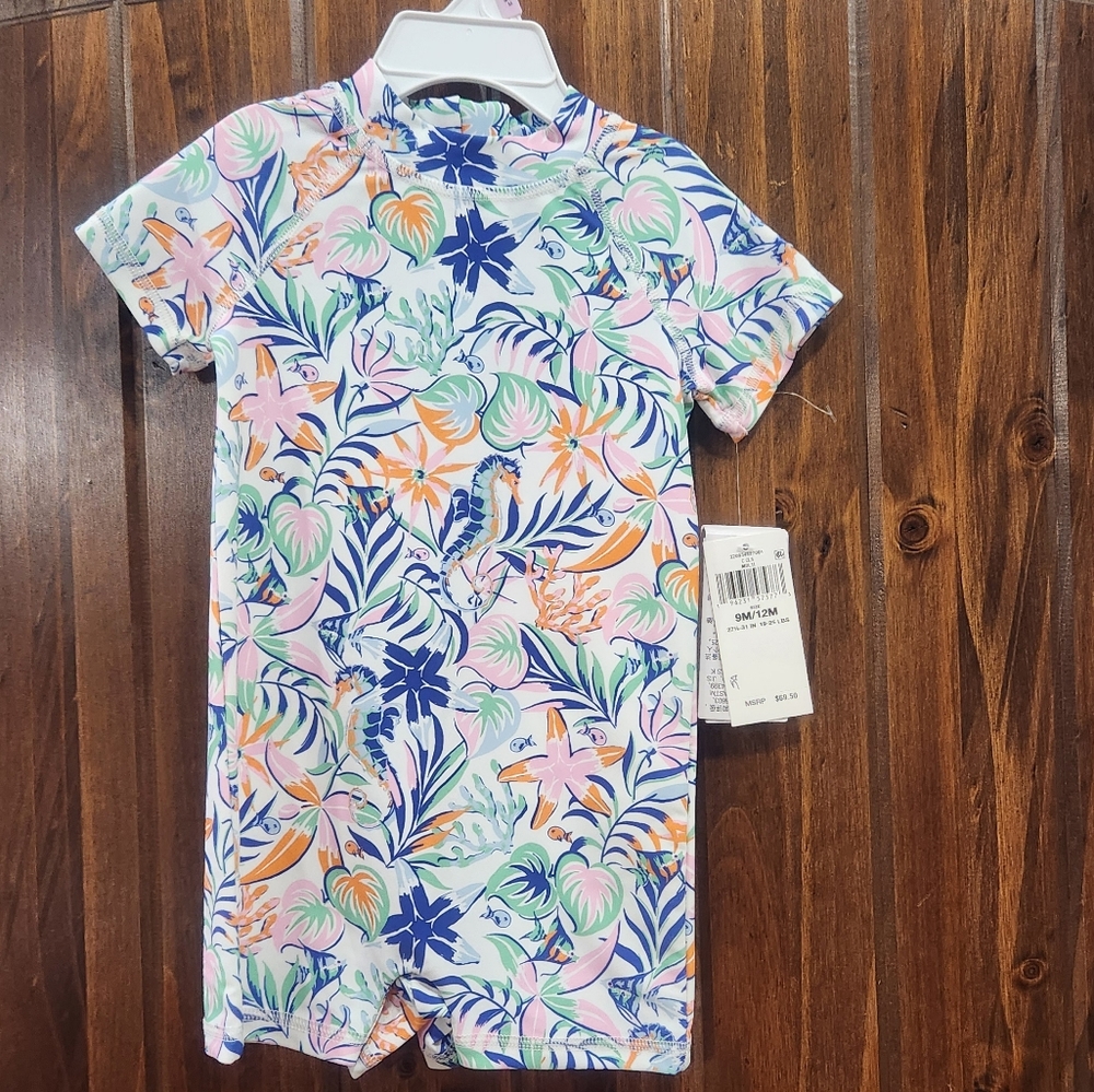 Ralph Lauren Kids Swim One Piece - Pink and Blue Floral